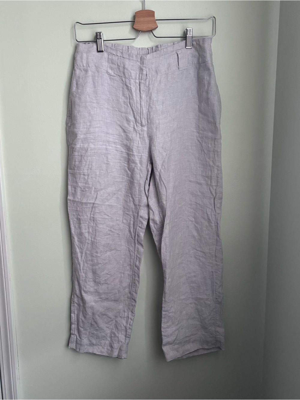 Chicos 00 size 2 100% linen crop pants light grey Guc